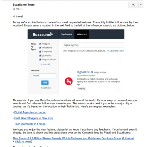 BuzzSumo New Feature Email