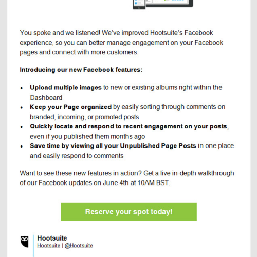 Hootsuite Product Update Email