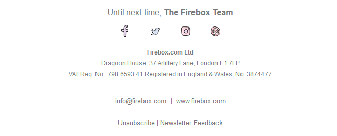 Social Media Footer Bar from Firebox Email Marketing Template