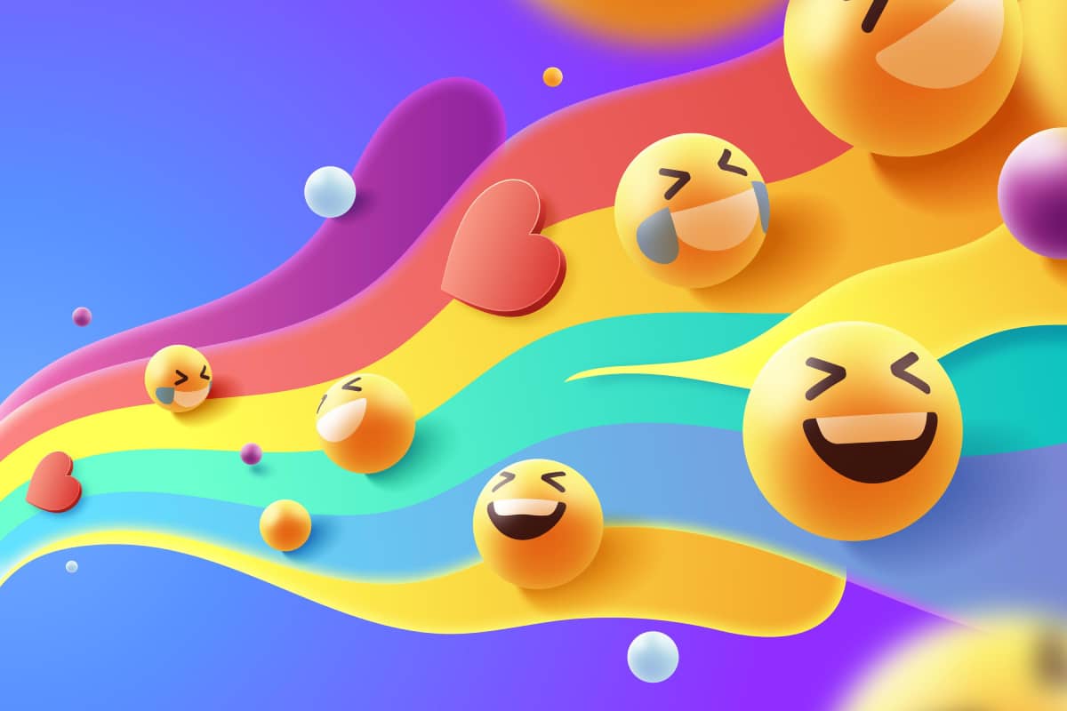 Different emojis on a colorful background