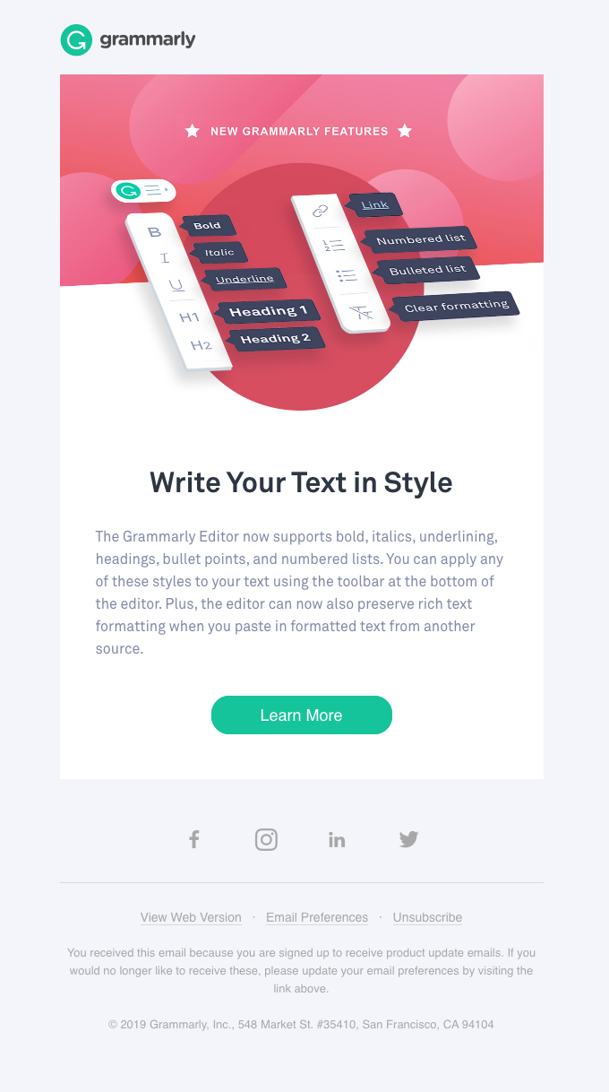 Grammarly new functions email