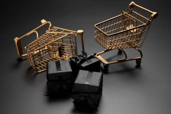 Black Friday black presents with shopping carts