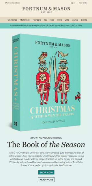 Fortnum & Mason new cookbook email