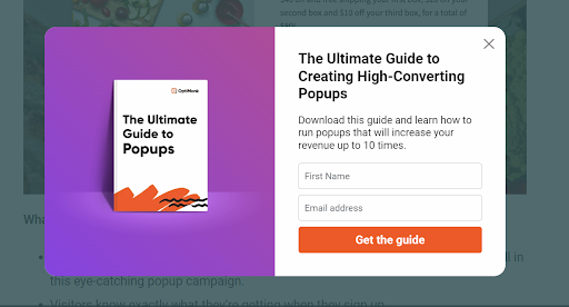 OptiMonk popup - Ultimate Guide to Popups