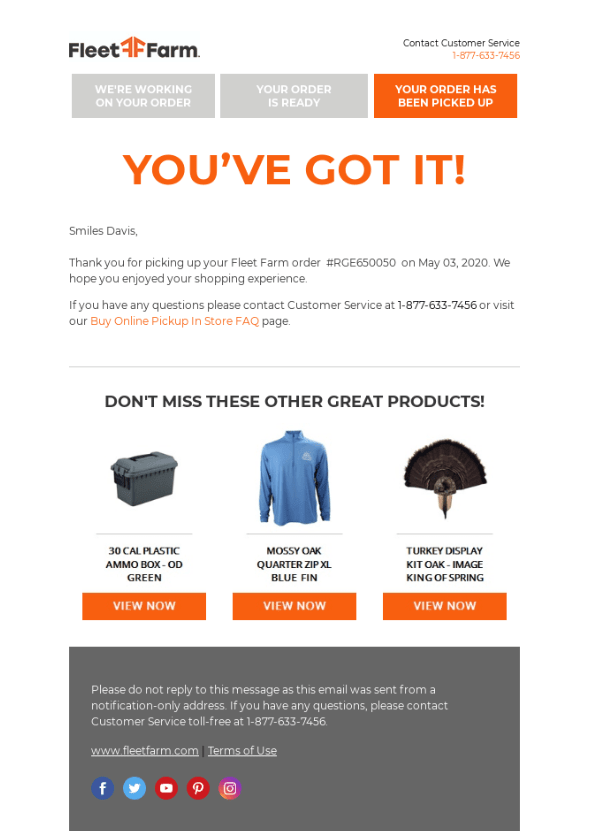 Product recommendation email