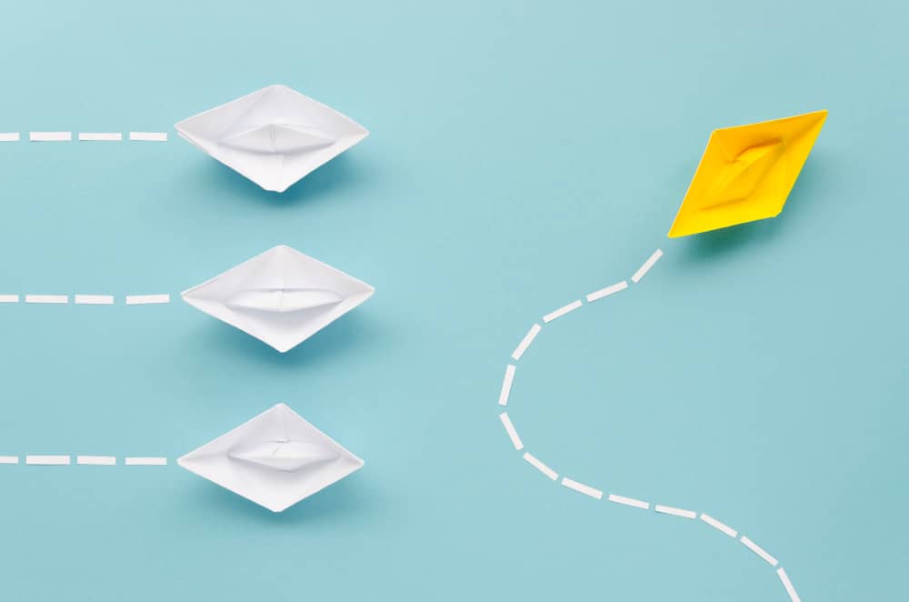 Marketing email concept with paper boats