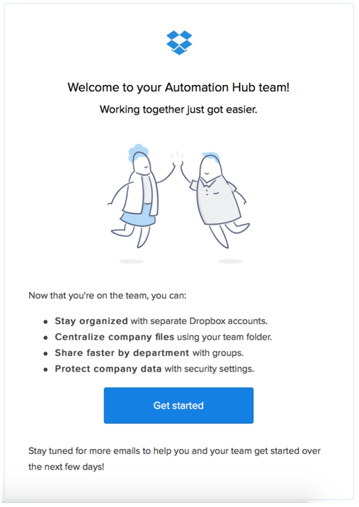 Dropbox welcome email