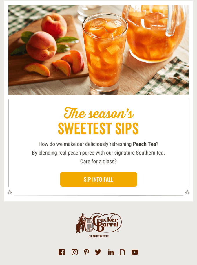 Hospitality industry email marketing - restaurants and bars example