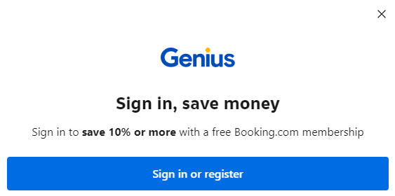 Genius booking signup