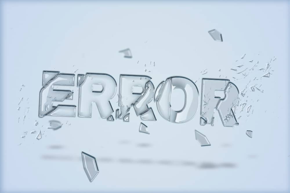 Error sign from broken glass