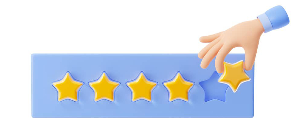 Illustration of person giving a fifth star in a review