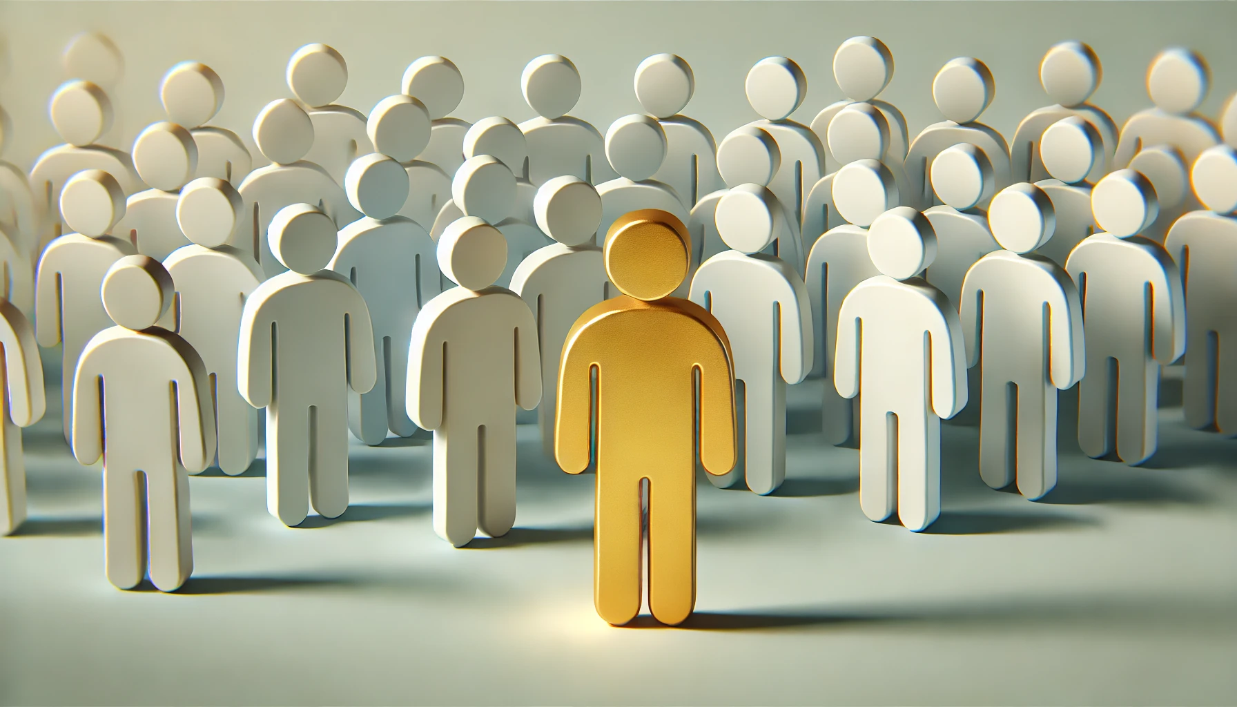 An illustration of a single golden-colored figure standing out in the crowd, symbolizing ideal customer email marketing