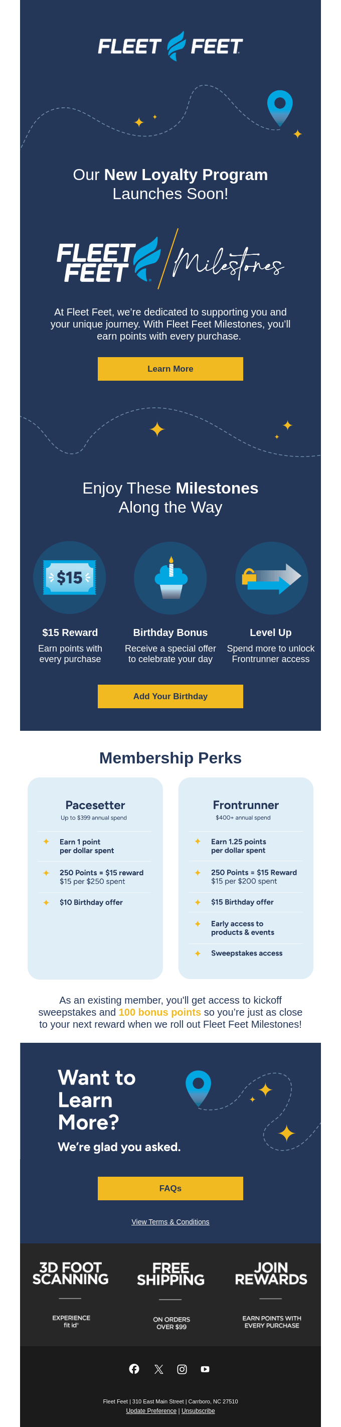 Fleet Feet’s loyalty program email campaign