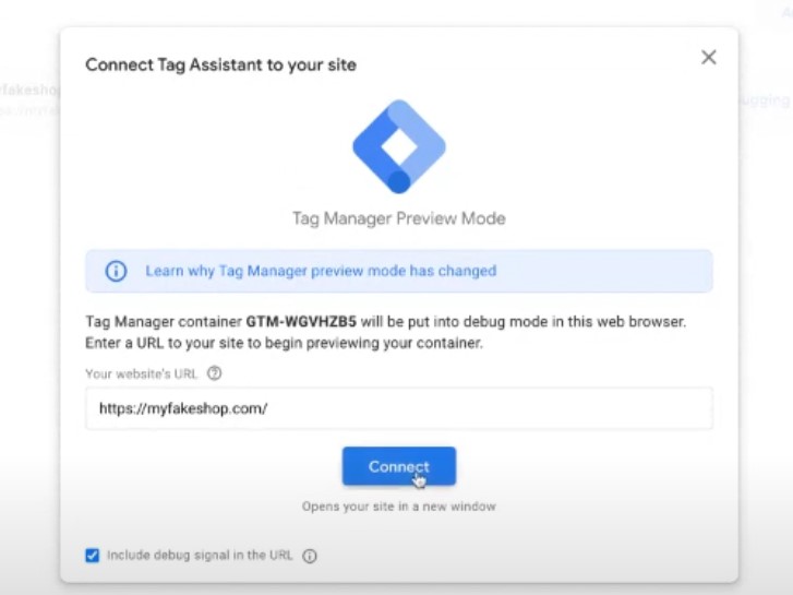 Connecting a Tag Assistant for Your Website