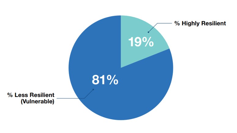 Pie chart showing statistics of the resilience of employees