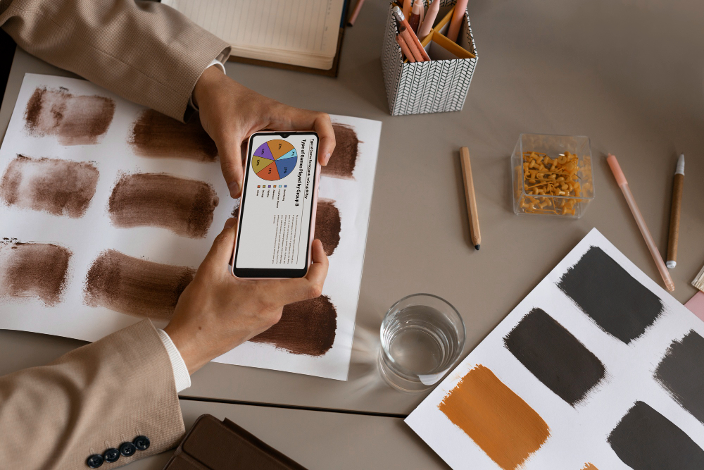 Mocha Mousse in Email Marketing - Marketer choosing colors