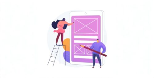 Illustration of two email marketers designing an email