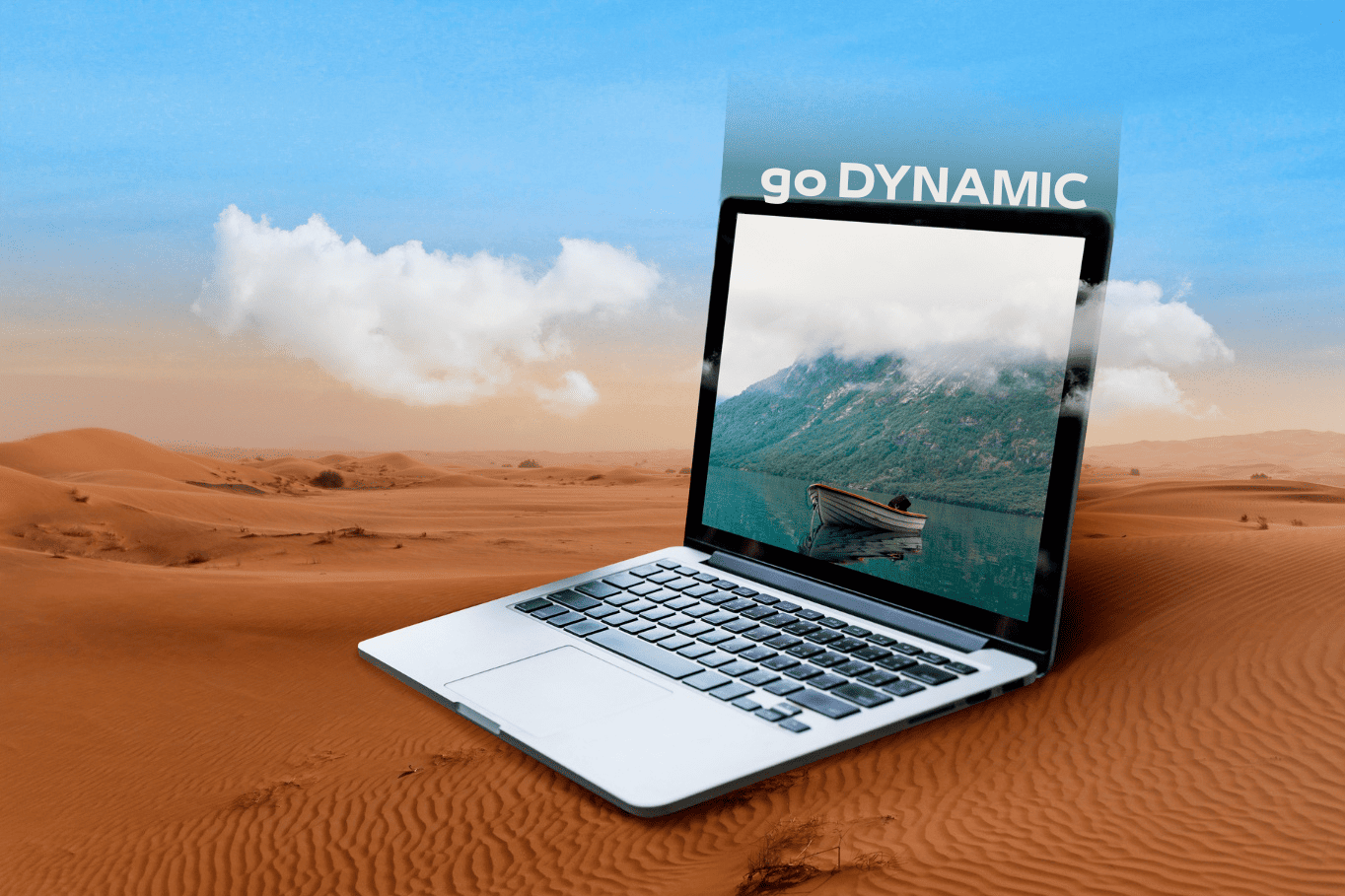 Image of a boat coming from a laptop screen, symbolizing dynamic content in email marketing