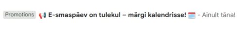E-esmaspäeva etteteavituse teemarea näide