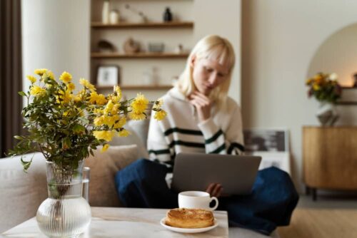 Email marketer concentrating and looking at old automations and emails