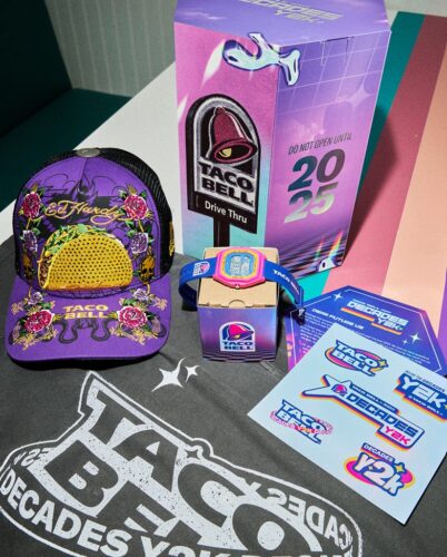 taco bell's decades y2k menu merch collection with an ed hardy collab as an example of using nostalgia in marketing