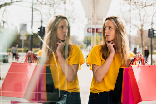 A customer window shopping and wondering what to buy next